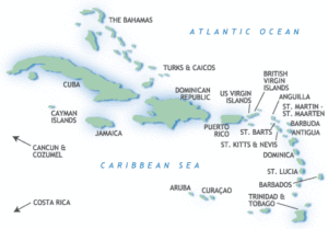 Caribbean Yacht Charter Map