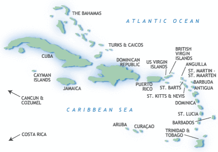 Caribbean Yacht Charter Map